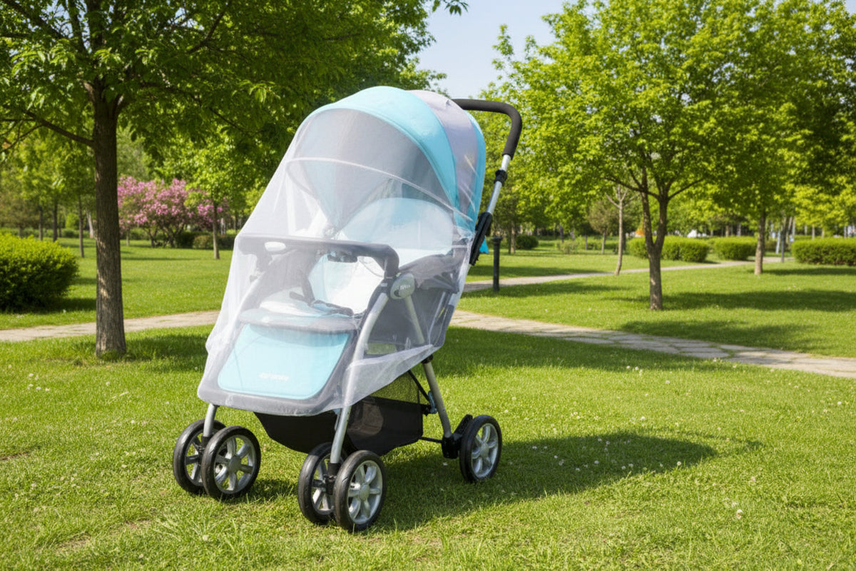 bebe poussette bleu