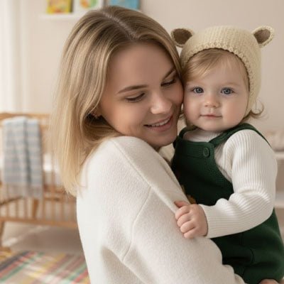Bonnet pour bebe au tricot | Oreilles de lapin - Promenade bébé