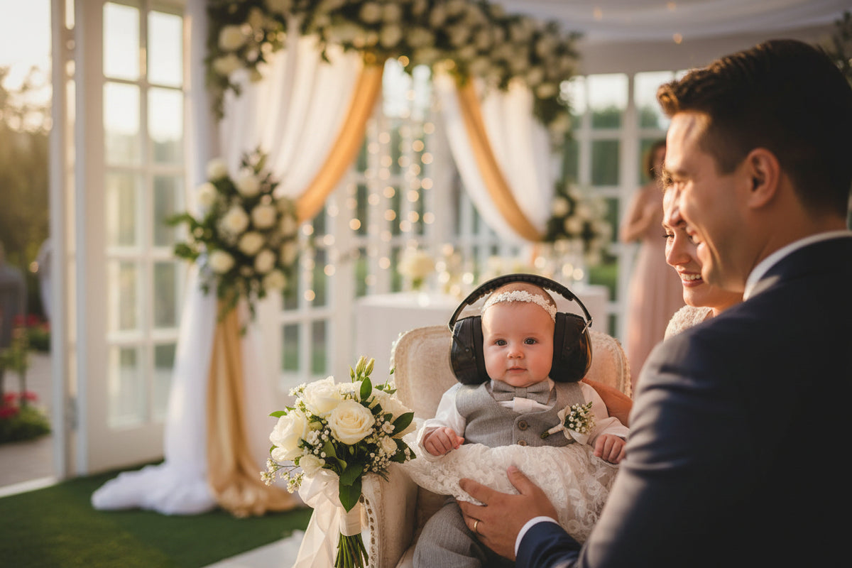 bebe portant casque anti bruit au mariage
