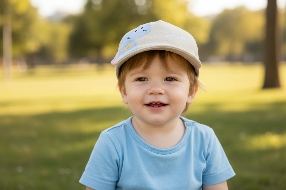 bebe portant casquette bebe garcon beige