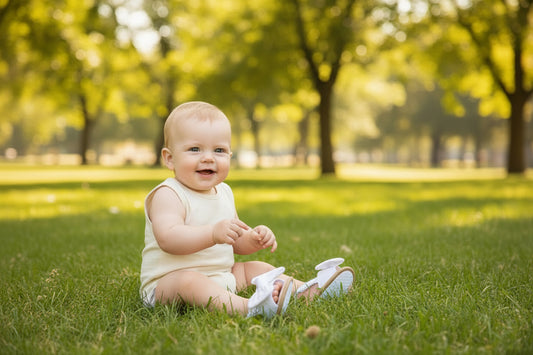 bebe portant sandale bebe fille au parc