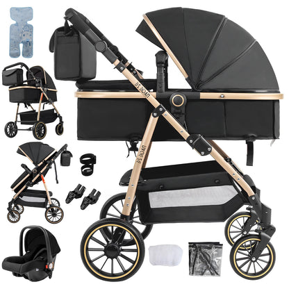 bebe poussette noir et accessoire