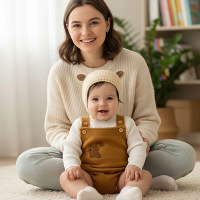 Bonnet pour bebe au tricot | Oreilles de lapin - Promenade bébé