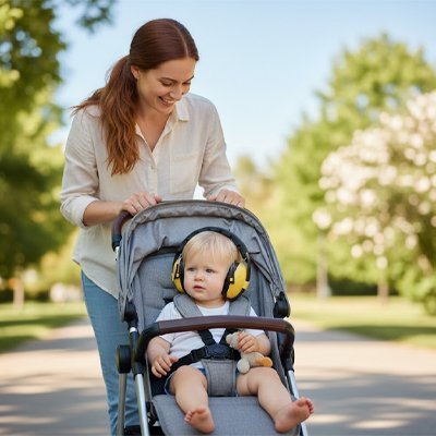 Casque anti bruit bébé | Confort Ajustable - Promenade bébé