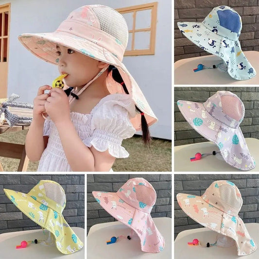 chapeau bébé fille | Anti - UV avec sifflet - Promenade bébé