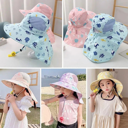 chapeau bébé fille | Anti - UV avec sifflet - Promenade bébé