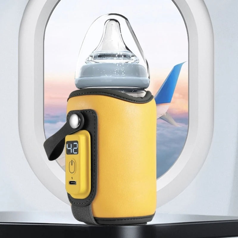 chauffe biberon portatif jaune dans avion