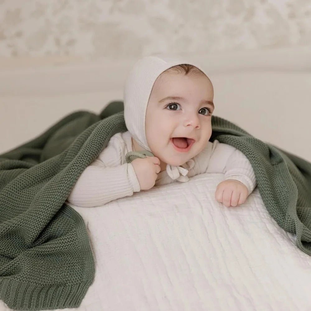 Couverture bebe tricot | Coton personnalisée hypoallergénique - Promenade bébé