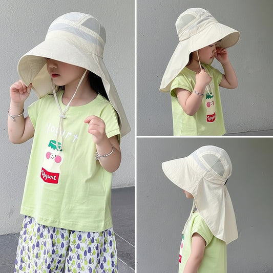 fille portant chapeau bebe anti UV beige