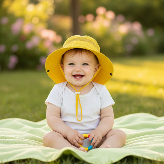 fille portant chapeau bebe fille jaune