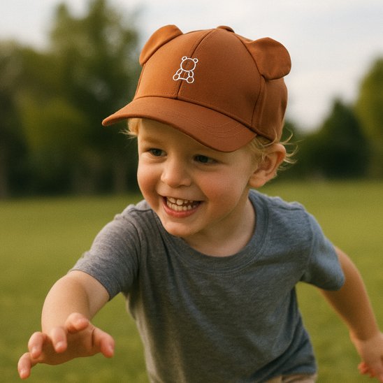 garcon joyeuse portant casquette bebe marron