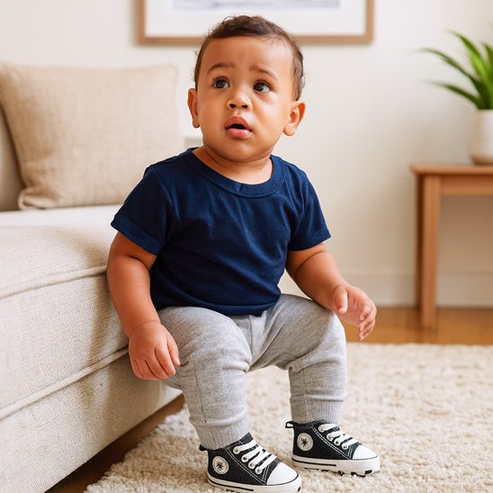 garcon portant chaussure bebe noir