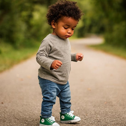 garçon portant chaussure bebe vert
