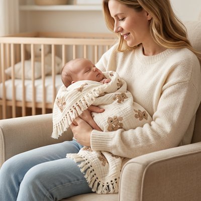 maman portant bebe dormant dans couverture bebe