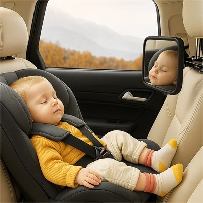 Miroir voiture bébé | Grand Angle Sécurisé - Promenade bébé