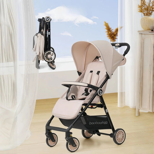 poussette bebe pliable beige dans salon