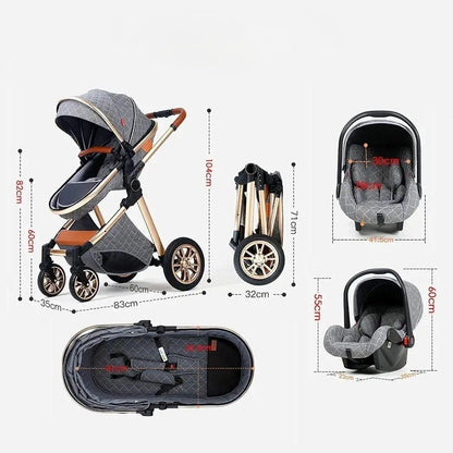 poussette compacte | Évolutive 3 en 1 - Promenade bébé