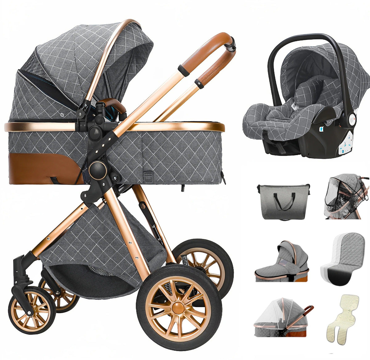 poussette compacte | Évolutive 3 en 1 - Promenade bébé