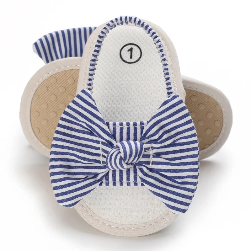 sandale bebe fille bleue avec rayure