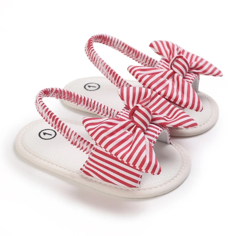 sandale bebe fille rose avec rayure